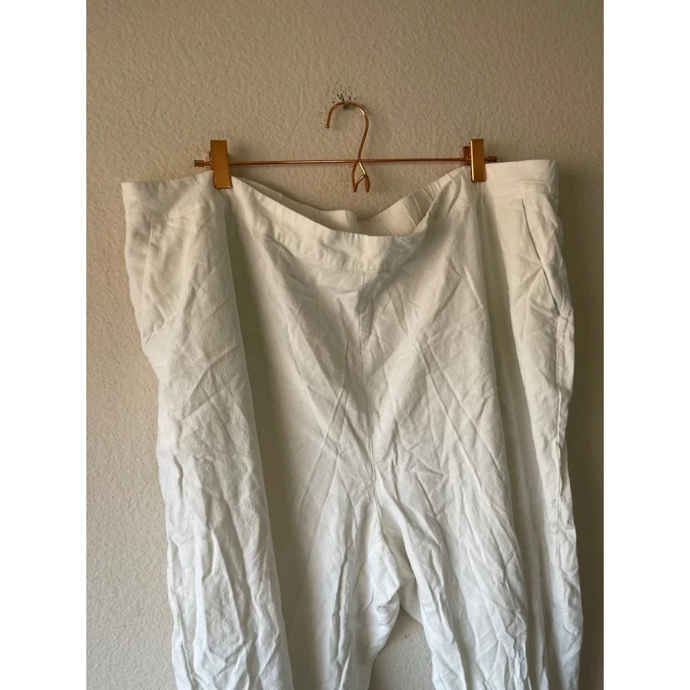 Soft Surroundings White Linen Blend Pants Womens 3X Size minimalist coastal